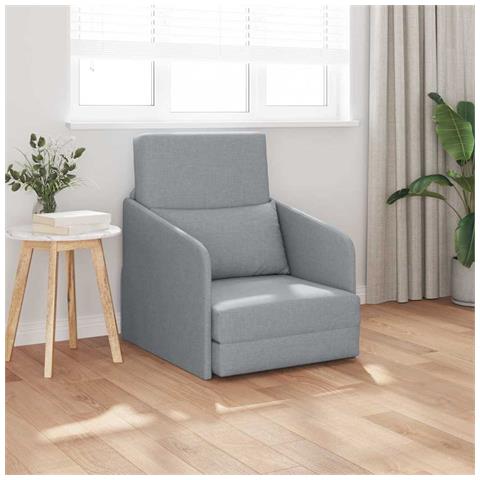 Divano Letto a Pavimento 2-in-1 Grigio Chiaro 65x80x83 cm Tessuto - Foto 2