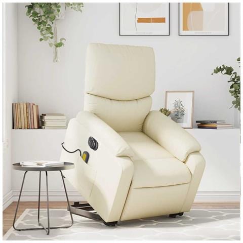 Poltrona Alzapersona Elettrica Reclinabile Crema in Similpelle - Foto 2