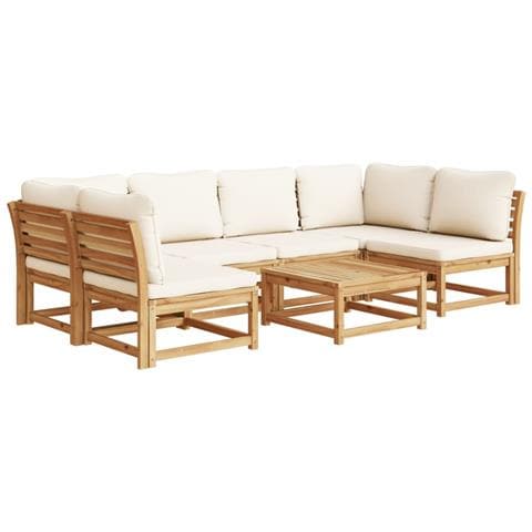 Set Salotto da Giardino 7 pz con Cuscini Legno Massello Acacia - Foto 1