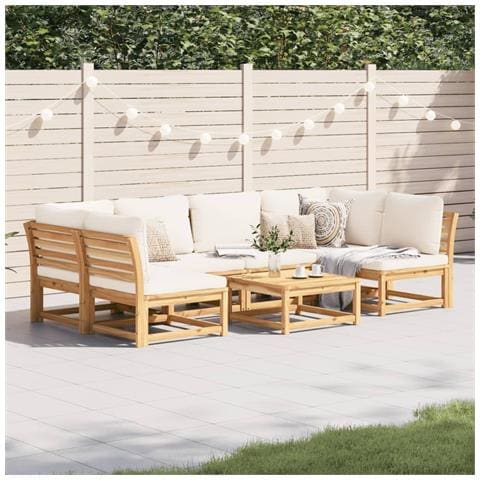 Set Salotto da Giardino 7 pz con Cuscini Legno Massello Acacia - Foto 2