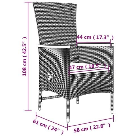 Set da Pranzo da Giardino 7 pz con Cuscini in Polyrattan Grigio - Foto 9