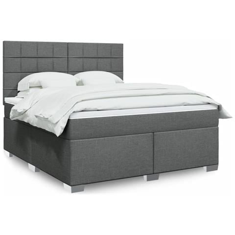 Giroletto a Molle con Materasso Grigio Scuro 180x200 cm Tessuto - Foto 2