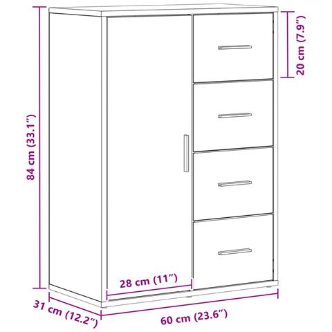 Sideboard in Quercia Artigianale 60x31x84 cm in Legno Ingegnerizzato - Foto 9