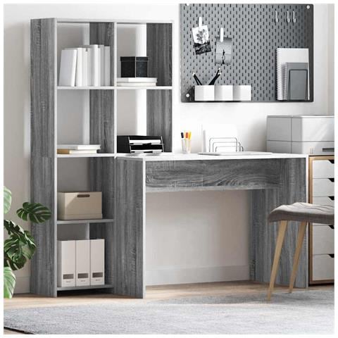 Scrivania Grigio sonoma 138.5 x 55 x 143 cm Legno multistrato - Foto 2