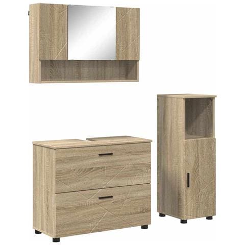 Set di mobili per il bagno con cassetto 3 pcs rovere sonoma - Foto 1
