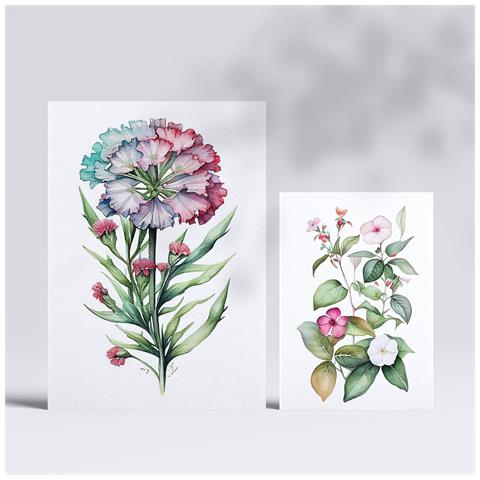 Set Di 6 Stampe Hibiscus Stampe Naturalistiche E Botaniche A Colori Con Motivi Floreali Su Sfondi Bianchi Puri Design D'interni A3 & A4 Senza Cornice - Foto 2