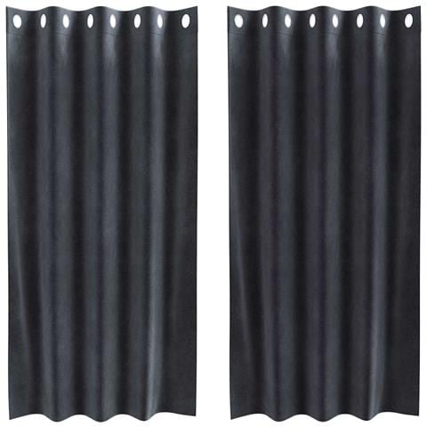 Tende con tende 2 pcs Grigio scuro 140 x 175 cm Velluto - Foto 1