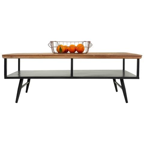 Tavolino In Metallo Nero E Legno 125x65,5x44h - Foto 2