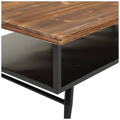 Tavolino In Metallo Nero E Legno 125x65,5x44h - Foto 6