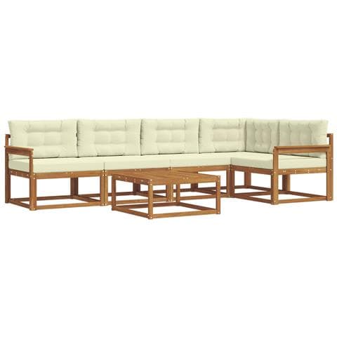 Set di divani da esterno con cuscino 6 pcs Naturale e Crema - Foto 1