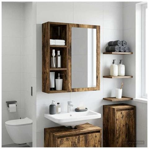 Armadio da bagno a muro Quercia Affumicata 20 x 16 x 62,5 cm - Foto 2