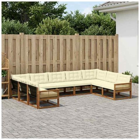 Set di divani da esterno con cuscino 9 pcs Naturale e Crema - Foto 2