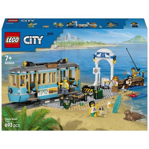 City Classic 60506 Tram Classico della Spiaggia, Treno Giocattolo con Binari e Scena di Strada, Regalo per Bambini da 7+ - Foto 1