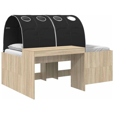 Letto con Tunnel 3 pz Rovere Artigianale e Nero - Foto 1