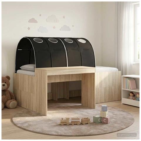 Letto con Tunnel 3 pz Rovere Artigianale e Nero - Foto 2