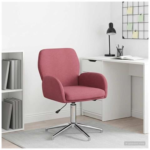 Sedia da scrivania girevole 54 x 58 x 90 cm Rosso Vino Tessuto - Foto 2