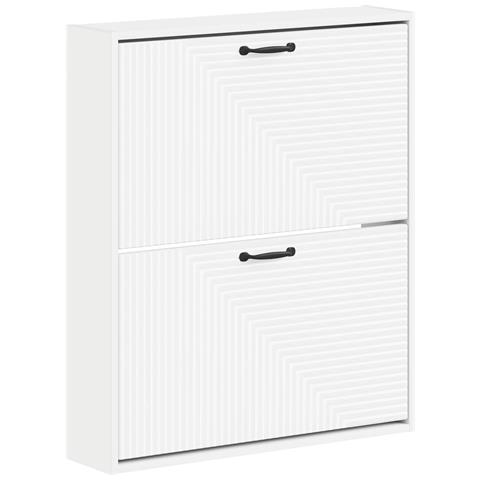 Mobiletto per Scarpe da Muro HAARLEM 71 x 17 x 86 cm Bianco - Foto 1