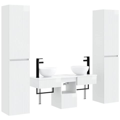 Set di mobili per il bagno 5 pz Bianco Lucido - Foto 1