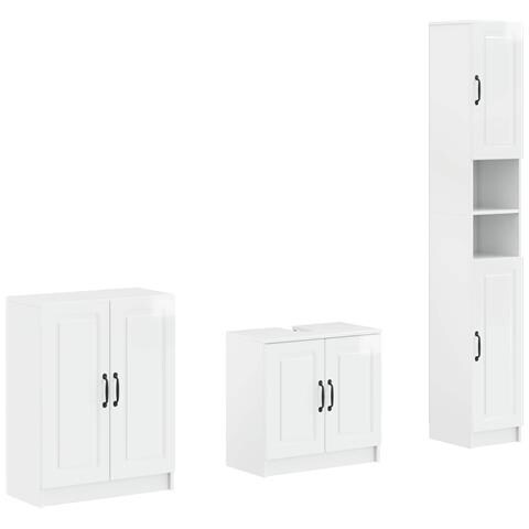 Set di armadietti da bagno in 3 pezzi UTRECHT Bianco Lucido - Foto 1