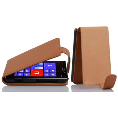 Custodia Compatibile Con Nokia Lumia 925 In Marrone Cioccolata - Coperchio Protettivo In Design Flip Realizzato In Similpelle Testurizzata - Foto 1