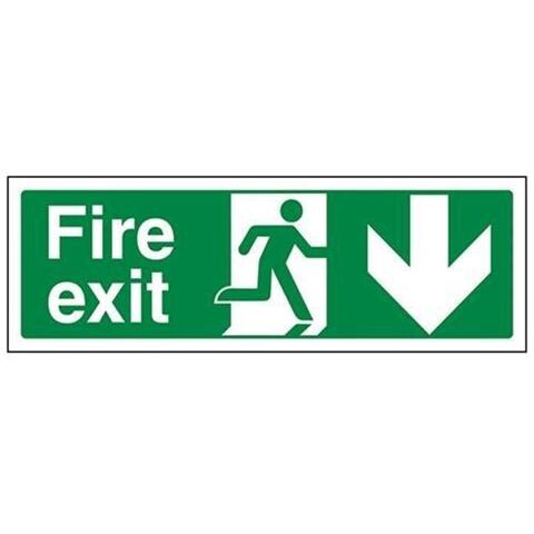 Vsafety Fuoco Exit Freccia Gi Segno - Paesaggio - 300 Millimetri X 100 Mm - 1 Millimetro In Plastica Rigida - Foto 1