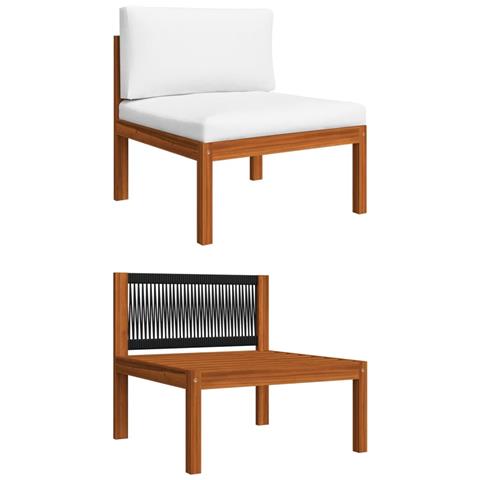 Set Divani Da Giardino 6 Pz Con Cuscini Crema Massello Acacia - Foto 2