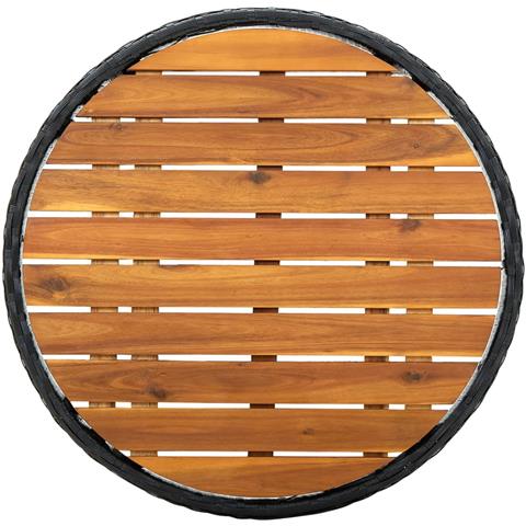 Tavolino Da T Nero 60 Cm In Polyrattan E Massello Di Acacia - Foto 7