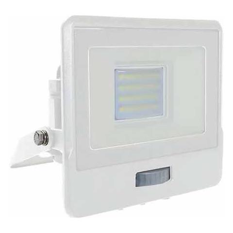 V-tac Vt-128s Faro Led 20w Chip Samsung Con Sensore Di Movimento Pir E Crepuscolare Bianco Freddo 6500k Slim Alluminio Bianco Box Derivazione Ip65 - Sku 20273 - Foto 1