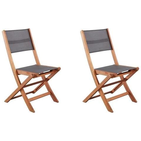 Set Di 2 Sedie In Legno Di Acacia Fsc E Textilene - Grigio - Foto 1