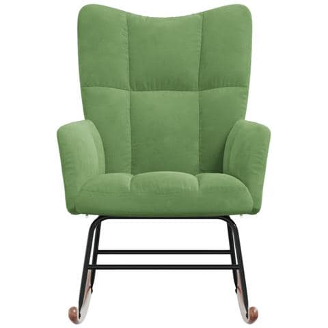 Sedia a Dondolo Verde Chiaro in Velluto - Foto 7