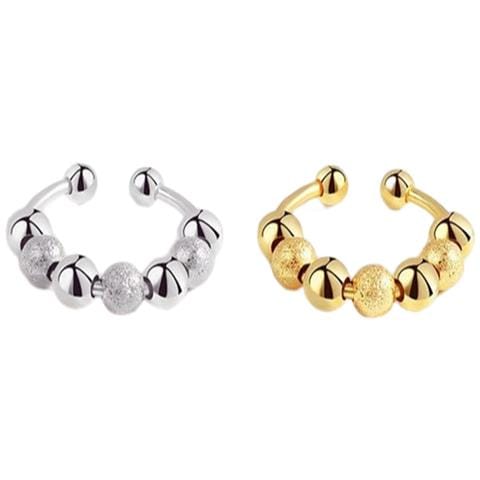 Anelli Antistress Regolabili Con Perline Girevoli Confezione Da 2 Argento/oro - Foto 1