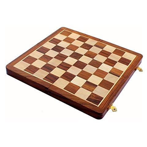 Scacchiera In Legno Senza Pezzi Per Giocatori Di Scacchi Professionisti - Pezzi Degli Scacchi In Legno E Ottone Appropriati Disponibili Separatamente Per Marca (14 X 14 - Legno Di Acacia) - Foto 1