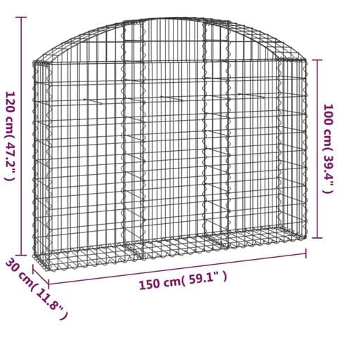 Cesto Gabbione Ad Arco 150x30x100/120 Cm Ferro Zincato - Foto 4