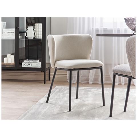 Set Di 2 Sedie Da Pranzo Tessuto Bianco Sporco Mina - Foto 1