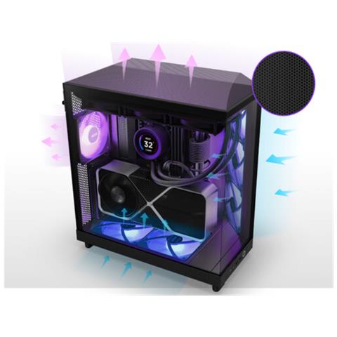 Case H6 Flow RGB Midi Tower Micro-ATX Mini-ITX 2 Porte USB 3.2 Gen 1 Type-A 1 x USB 3.2 Gen 2 Type-C Colore Nero - Foto 6