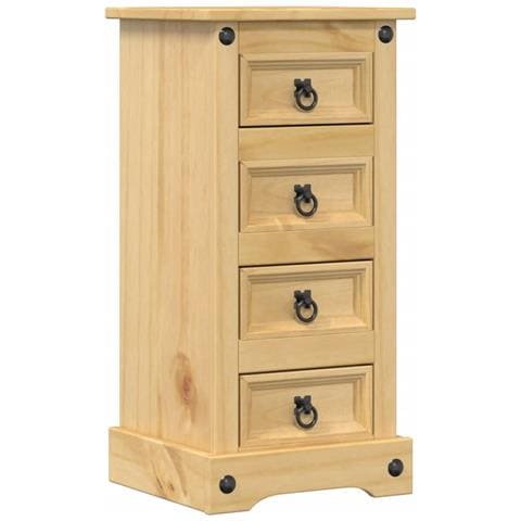 Comodino Corona 35x32,5x74 Cm In Legno Massello Di Pino - Foto 2
