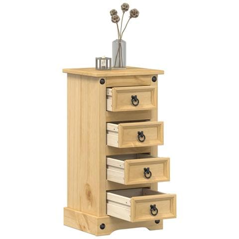 Comodino Corona 35x32,5x74 Cm In Legno Massello Di Pino - Foto 1