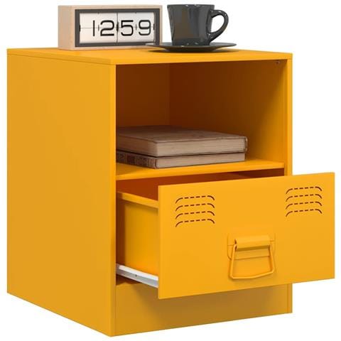 Comodini 2 pz Giallo Senape 34,5x39x44 cm in Acciaio - Foto 2