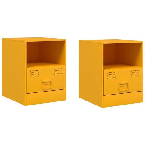 Comodini 2 pz Giallo Senape 34,5x39x44 cm in Acciaio - Foto 1