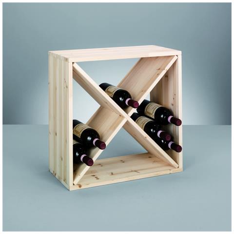 Cantinetta Portabottiglie Cubo Modulare Infinito In Legno Massello Naturale Alberiamo - Foto 2