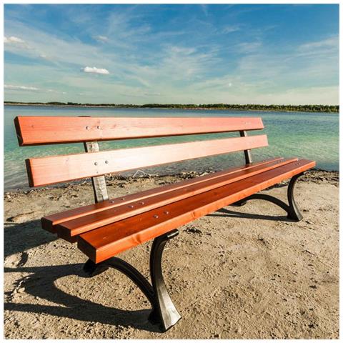 Panchina Da Esterno 3 Posti 150x58xh72 Cm Giardino Parco In Ghisa E Doghe E Legno Park Maxi - Foto 3