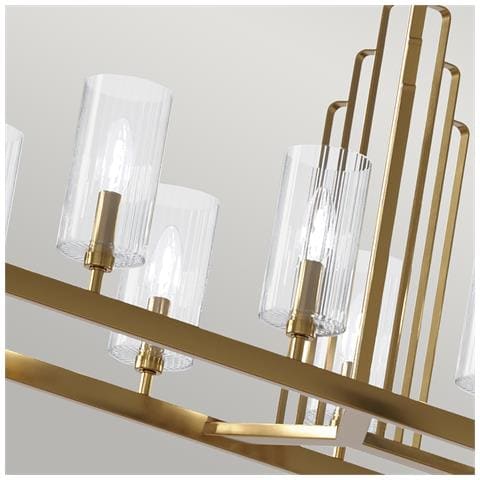 Lampadario Contemporaneo Kimrose Acciaio Ottone Spazzolato Vetro 10 Luci E14 - Foto 2