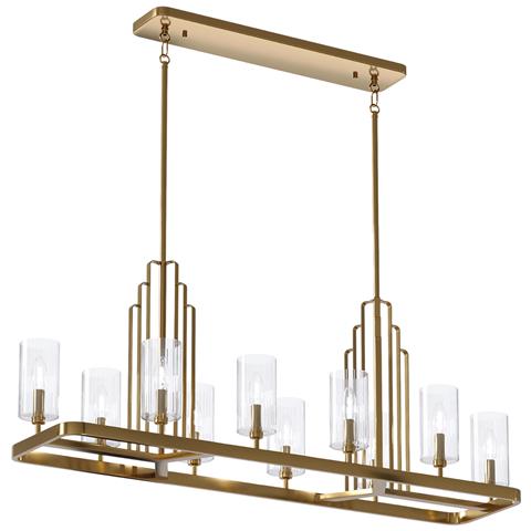 Lampadario Contemporaneo Kimrose Acciaio Ottone Spazzolato Vetro 10 Luci E14 - Foto 1