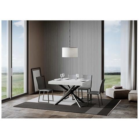 Tavolo Allungabile 90x140/244 Cm Famas Premium Bianco Frassino Telaio Antracite - Foto 5