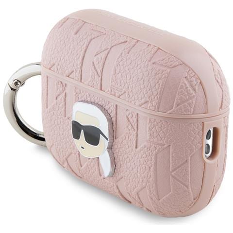 Custodia Per Airpods Pro 2 Con Monogramma E Disegno Della Testa Di Karl In Rilievo, Rosa - Foto 2