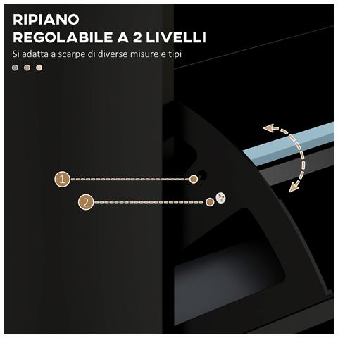Scarpiera Moderna con 3 Cassetti Ribaltabili per 15 Paia di Scarpe e Ripiano Regolabile, 54x24x117.5cm, Nero - Foto 6
