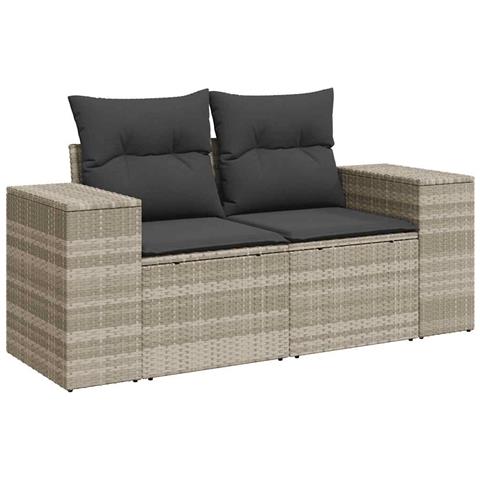 Set Divano Da Giardino 6pz Con Cuscini Grigio Chiaro Polyrattan - Foto 2