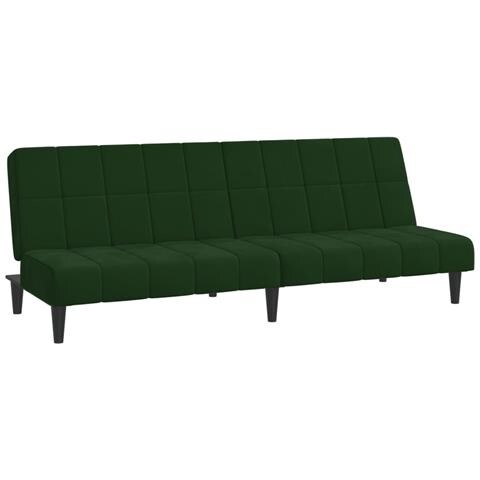Divano Letto A 2 Posti Verde Scuro In Velluto - Foto 2