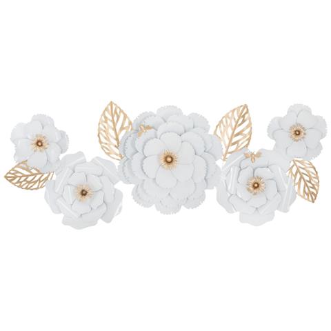 Decorazione In Metallo 3d Fiori 2 - Bianco - Metallo - 158x9x60 Cm - Foto 1