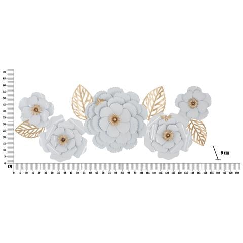 Decorazione In Metallo 3d Fiori 2 - Bianco - Metallo - 158x9x60 Cm - Foto 6